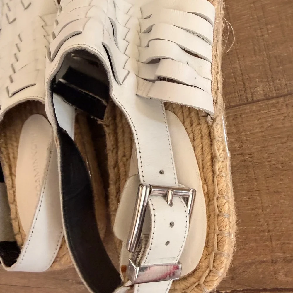 Rebecca Minkoff Espadrille Gabriel Sandal 8.5 White Coastal Woven Leather Boho